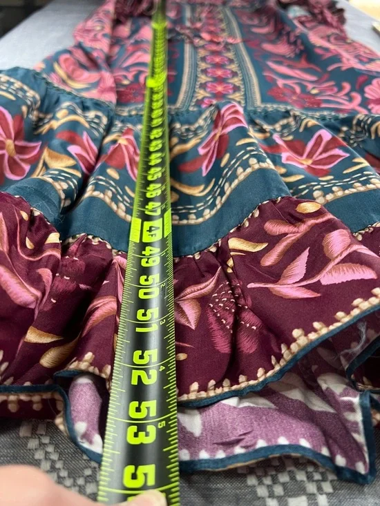 NWT Farm Rio Medium Seashell Floral Teal Boho Flowy Tapestry Maxi Light Dress - Picture 15 of 15